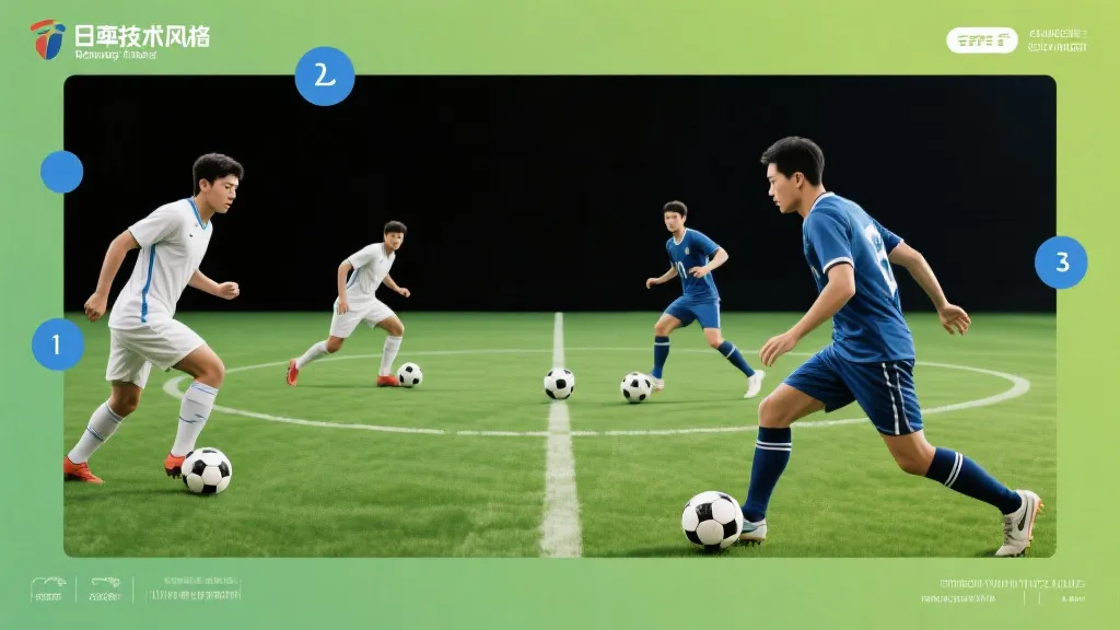 亚洲技术流球队在球场上进行小组配合与快速出球的战术示意图